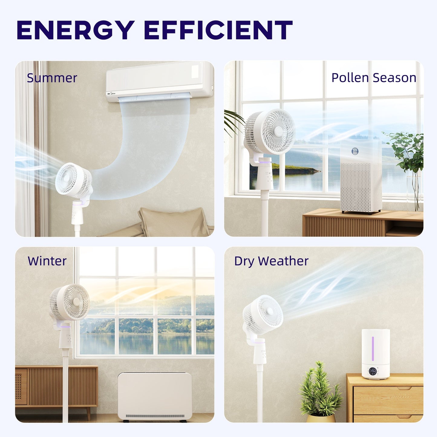 HOMCOM Pedestal Air Circulation Fan with Oscillating, Light Off, White