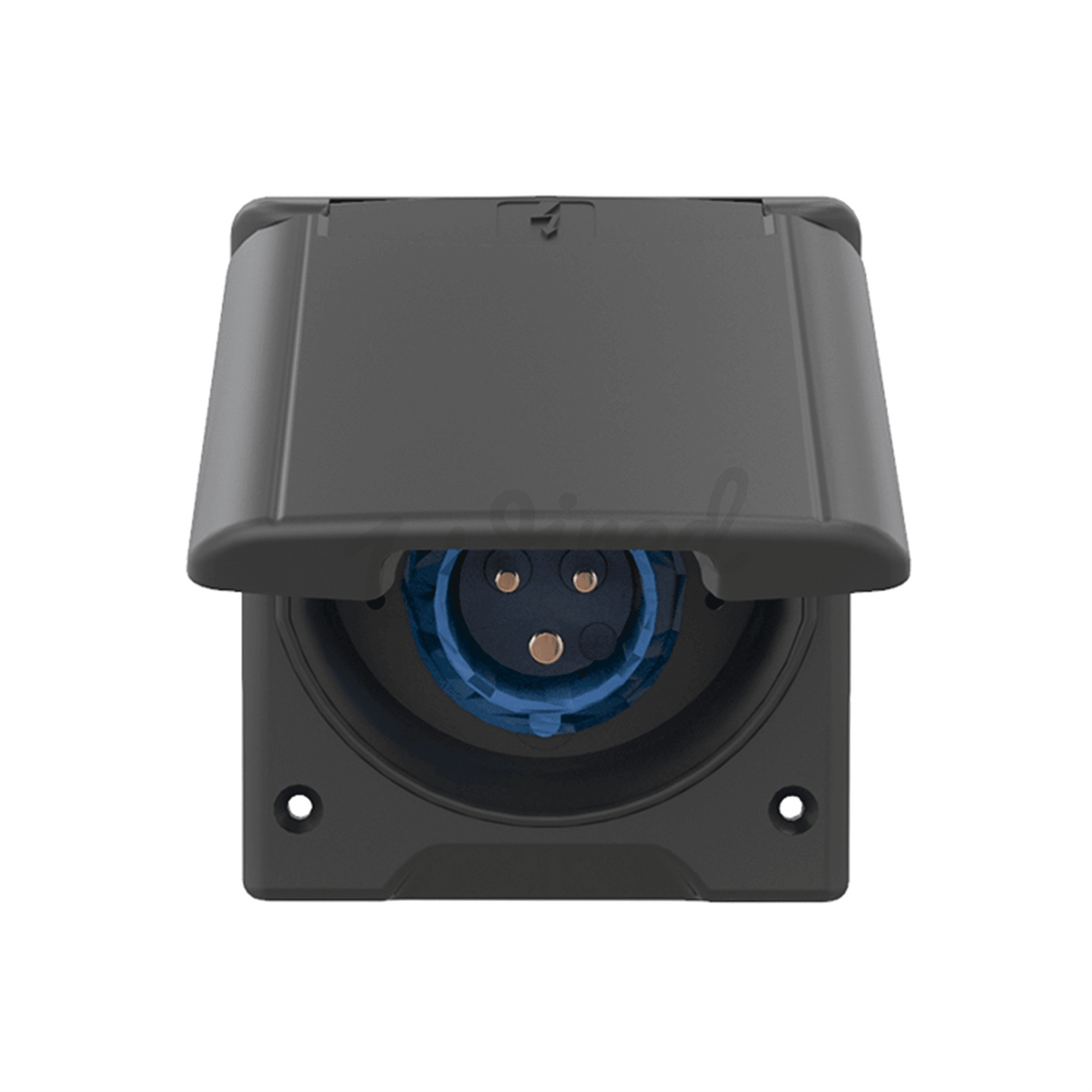 FAWO Camper Van Flush 240V 16A Mains Hook Up - Magnetic Flap - Black