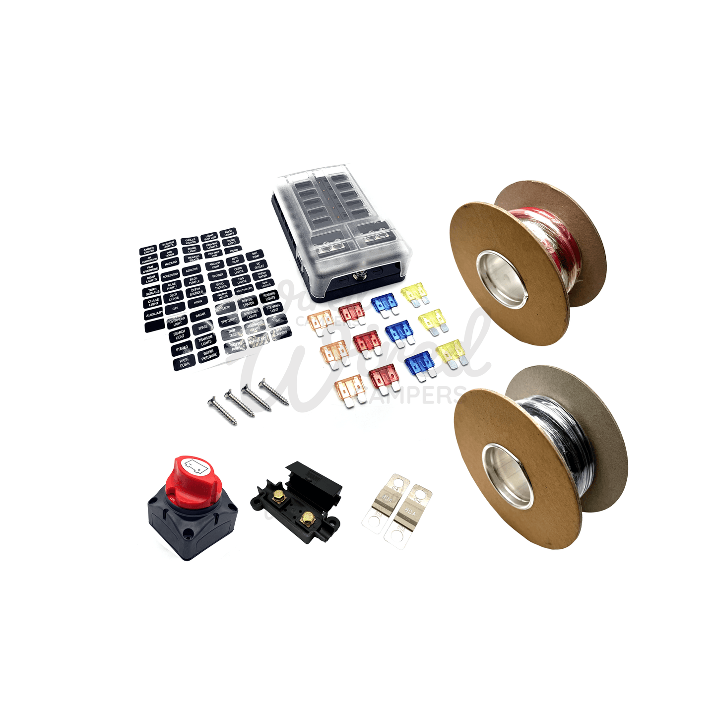 Camper Van / Motorhome 12V 12 Way Blade Fuse Box & Isolator Wiring Kit