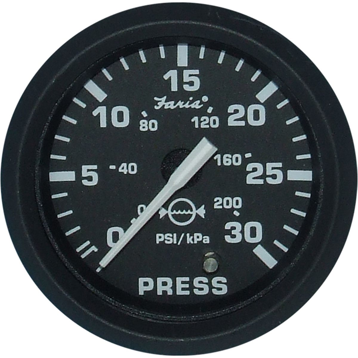 Faria Beede Water Pressure Gauge 30 PSI in Euro Black Style FAR12810
