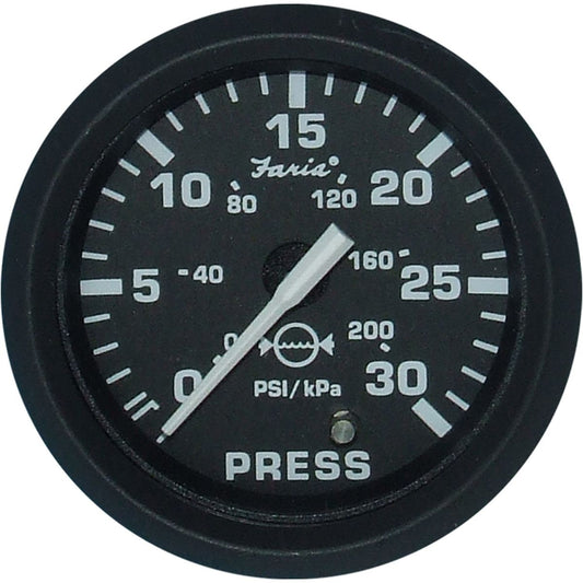 Faria Beede Water Pressure Gauge 30 PSI in Euro Black Style FAR12810