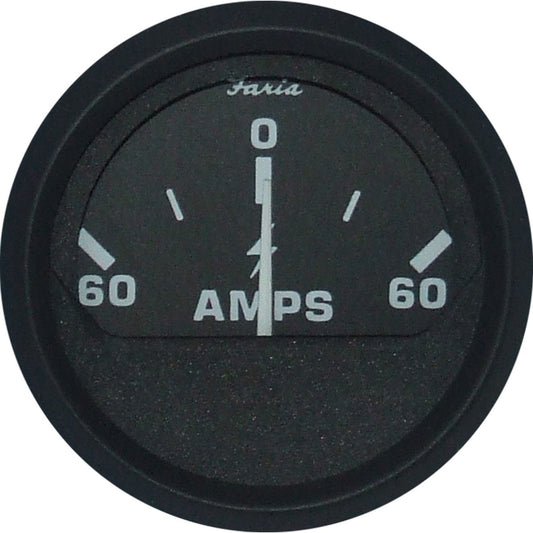 Faria Beede Ammeter Gauge 60-0-60 (Aluminium Bezel / Euro Black) FAR12822