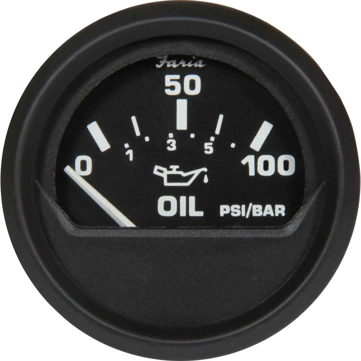 Faria Beede Oil Pressure Gauge 100PSI in Euro Black Style (US Resist) FAR12845
