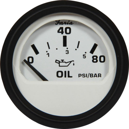 Faria Beede Oil Pressure Gauge 80PSI in Euro White (US Resistance) FAR12902