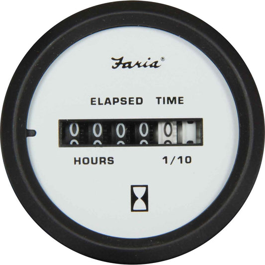 Faria Beede Hourmeter Gauge in Euro White Style (12V / 24V) FAR12913