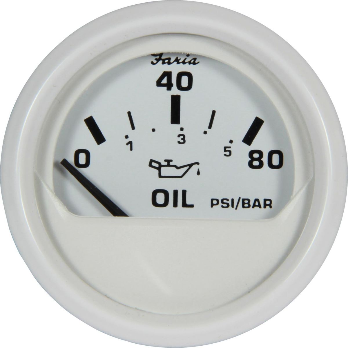 Faria Beede Oil Pressure Gauge 80PSI in Dress White Style (US Resist) FAR13102