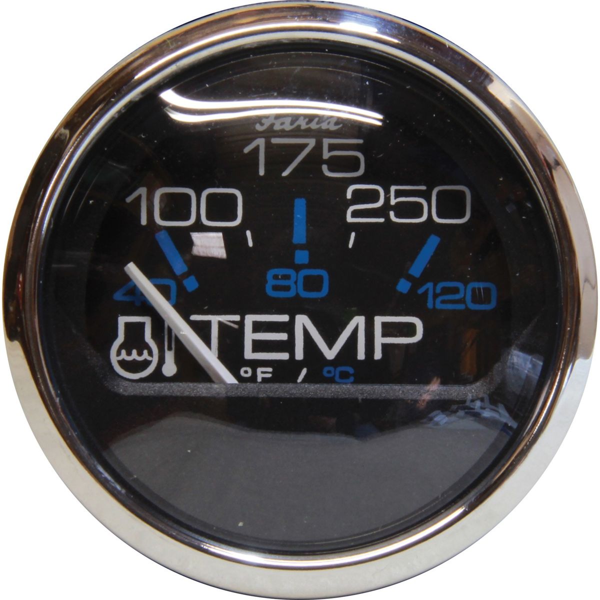 Faria Beede Water Temperature Gauge in Chesapeake SS Black (US Resist) FAR13704