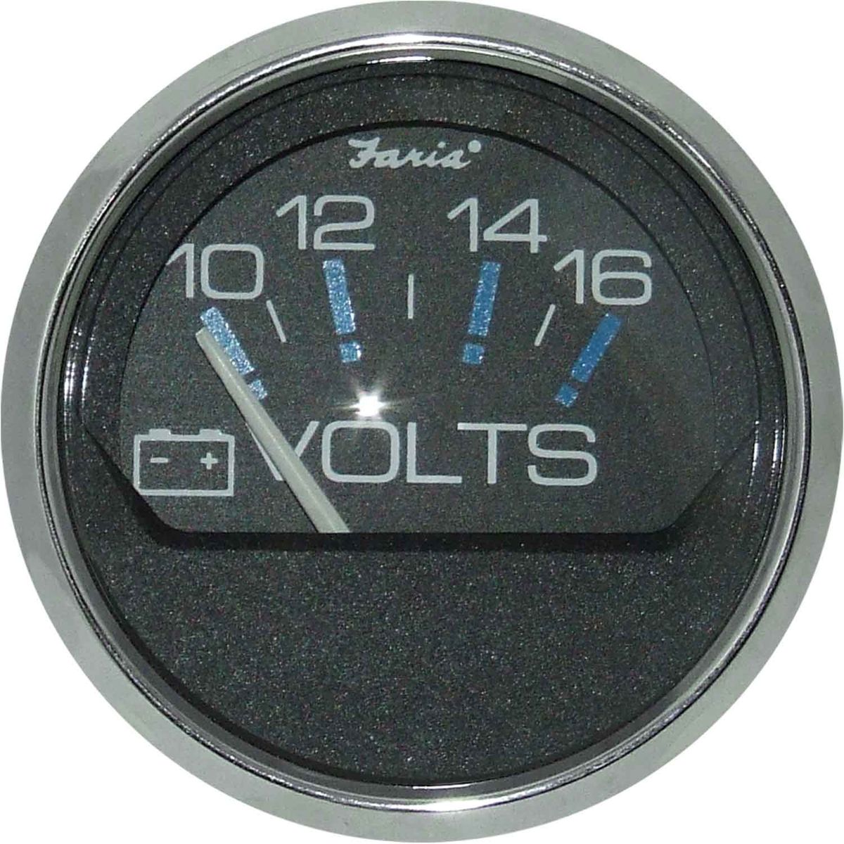 Faria Beede Voltmeter Gauge in Chesapeake SS Black Style (12V) FAR13705