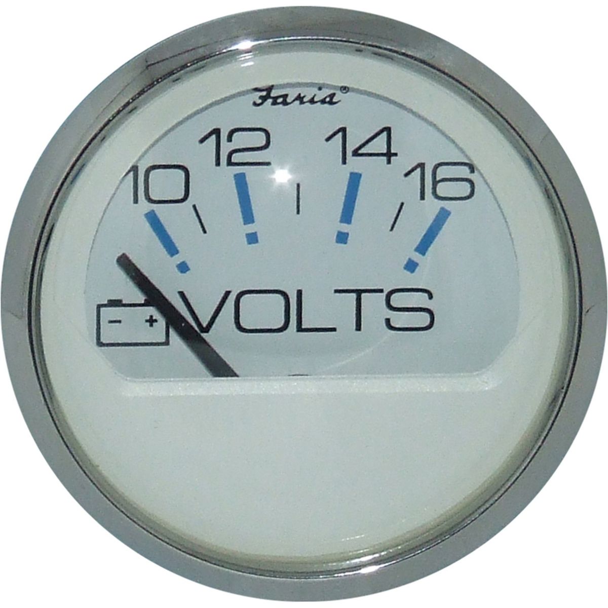 Faria Beede Voltmeter Gauge in Chesapeake SS White Style (12V) FAR13805