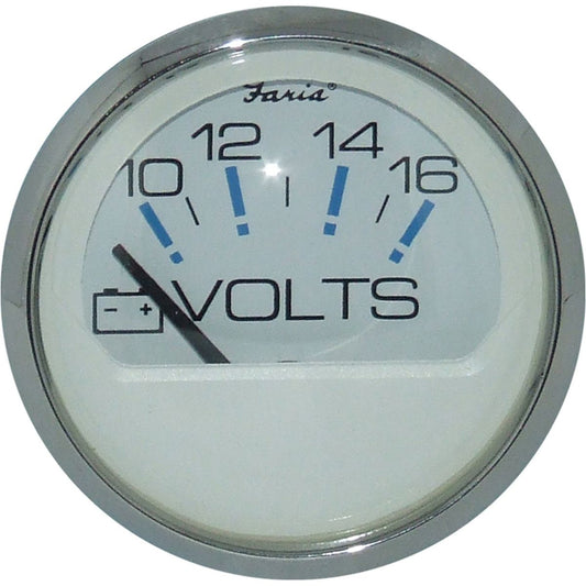 Faria Beede Voltmeter Gauge in Chesapeake SS White Style (12V) FAR13805