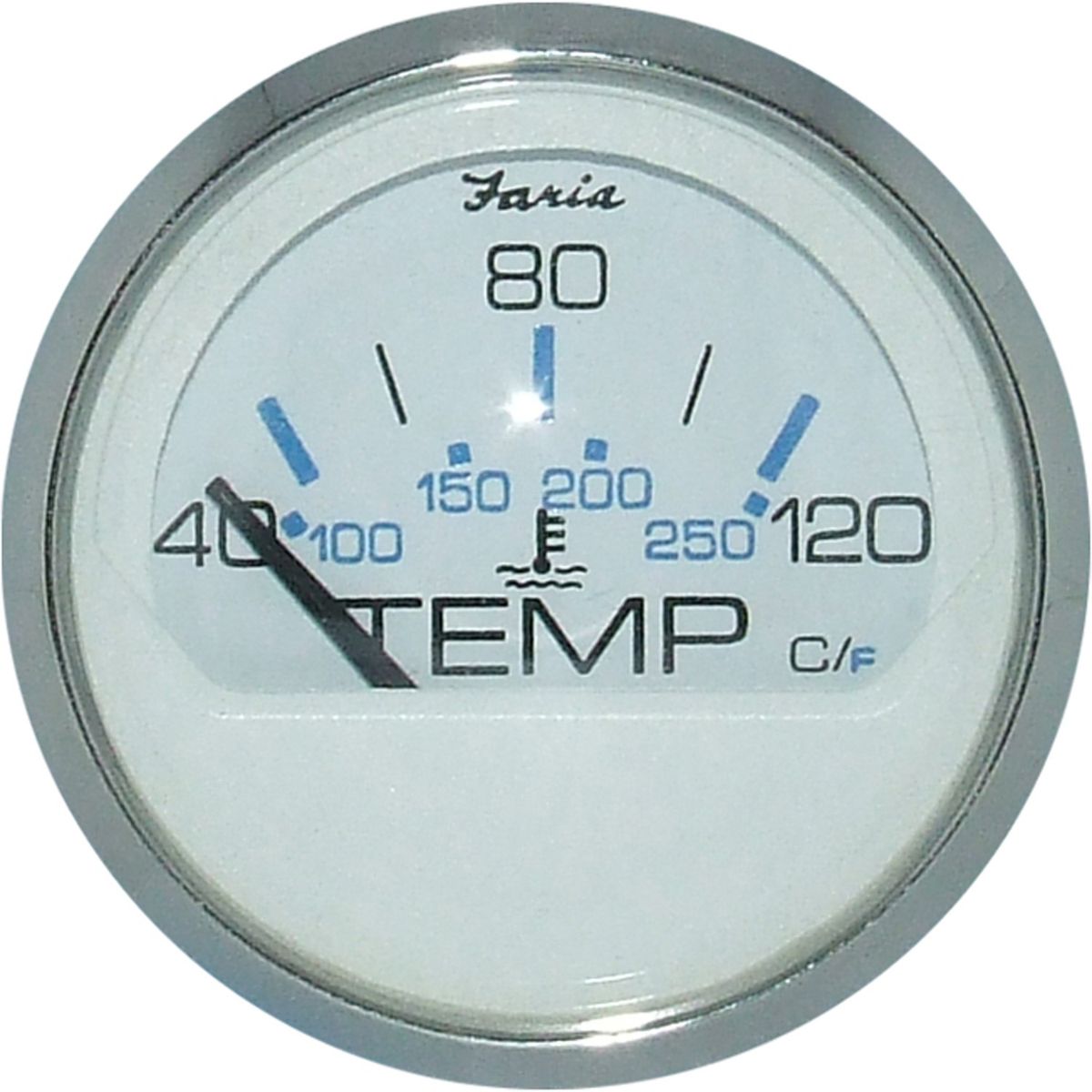 Faria Water Temperature Gauge in Chesapeake SS White (Euro Resistance) FAR13828