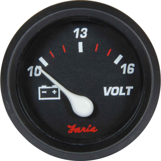 Faria Beede Voltmeter Gauge in Professional Red Style (12V) FAR14605