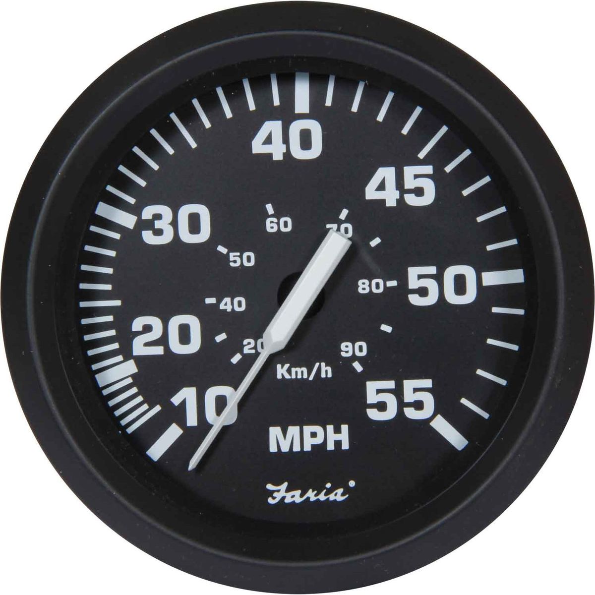 Faria Beede Speedometer in Euro Black Style (Pitot Tube / 55MPH) FAR32810