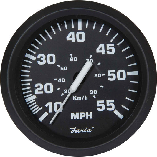 Faria Beede Speedometer in Euro Black Style (Pitot Tube / 55MPH) FAR32810