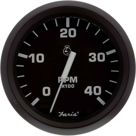 Faria Tachometer in Euro Black (4000RPM / Alternator / Generator) FAR32842