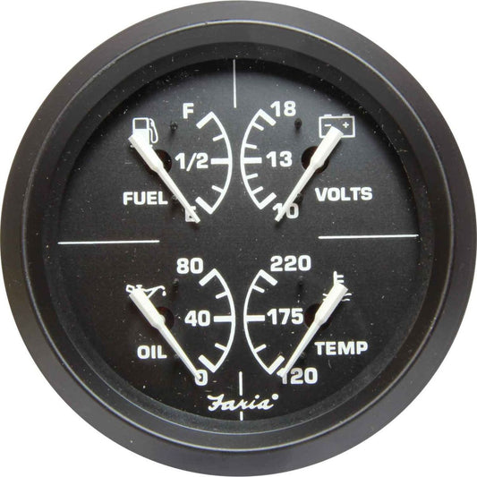 Faria Beede Combination Gauge in Euro Black (4 in 1 / 4") FAR32851