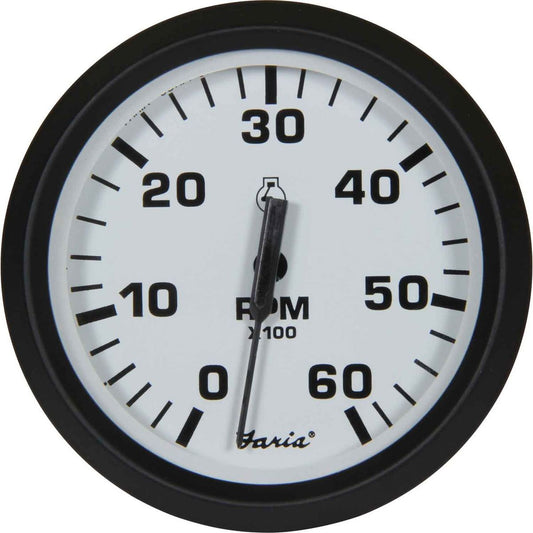 Faria Beede Tachometer in Euro White Style (6000RPM / Petrol Inboard) FAR32904