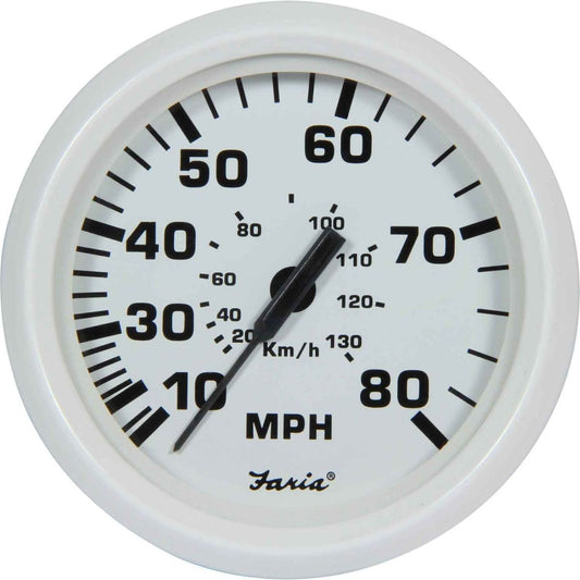 Faria Beede Speedometer in Dress White (Mechanical Pitot / 80MPH) FAR33113
