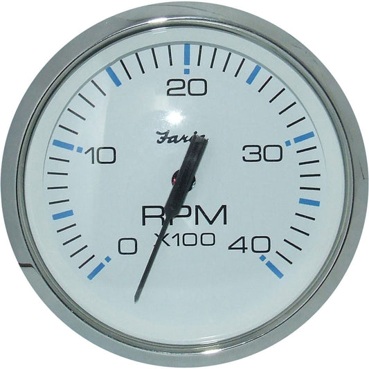 Faria Tachometer in Chesapeake SS White (4000RPM / Magnetic Flywheel) FAR33818