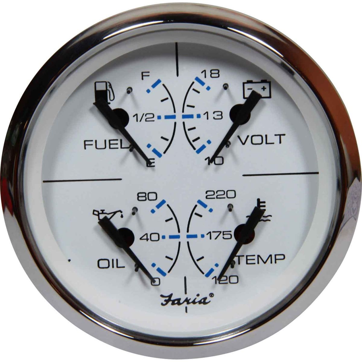 Faria Beede Combination Gauge in Chesapeake SS White (4 in 1 / 4") FAR33851