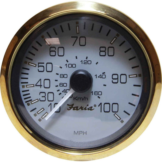 Faria Speedometer in Signature Gold (Mechanical Pitot Tube / 100MPH) FAR34520