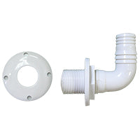 Lalizas Thru-Hull Elbow 90º, Hose Ø25mm, Scr.Flange, White