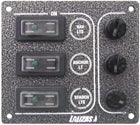 Lalizas Switch panel ''Sp3 Ultra'', 3 waterproof switches, Inox 316, charcoal, 12/24V