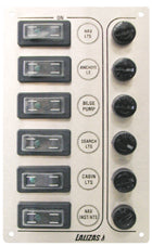 Lalizas Switch panel ''Sp6 Ultra'', 6 waterproof switches, Inox 316, 12/24V