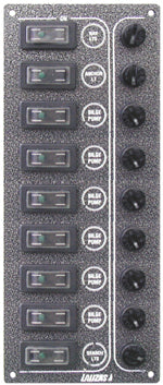 Lalizas Switch panel ''Sp9 Ultra'', 9 waterproof switches, Inox 316, charcoal, 12/24V