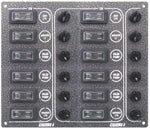 Lalizas Switch panel ''Sp12 Ultra'', 12 waterproof switches, Inox 316, charcoal, 12/24V (31300)