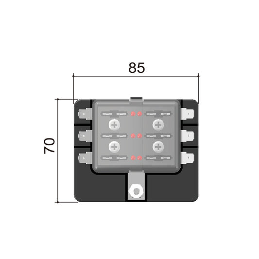 Lalizas Standard Blade Fuse Holder Box for 6 Fuses, Screw Connection