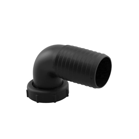 Lalizas Inlet Elbow Fitting for 38mm hose,1 1/2" thread tightening ring,black