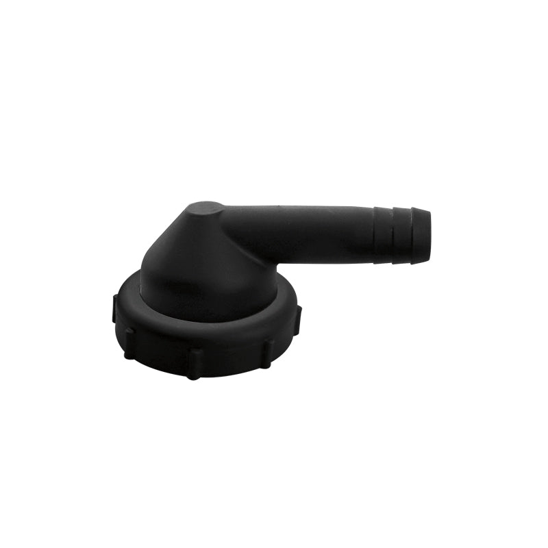 Lalizas "Outlet Elbow Fitting,for Ø 12mm hose,1 1/2" thread tightening ring,black"