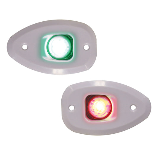 Lalizas MICRO LED 12 Starboard&Port Lights 112,5°,Side&Flush mount.,Set,White Hous.,w/holes