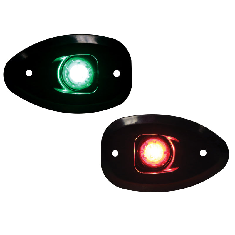 Lalizas MICRO LED 12 Starboard&Port Lights 112,5°,Side&Flush mount.,Set,Black Hous.,w/holes