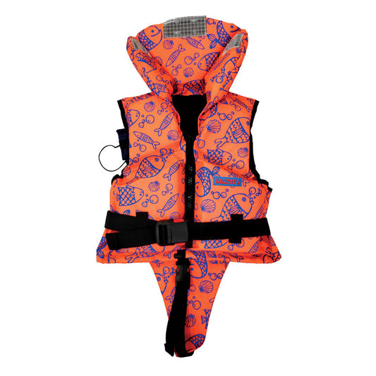 LALIZAS Lifejacket, 100N, ISO, Child, 15-30kg, Fluo Orange w/Aquatic Pattern (75223)