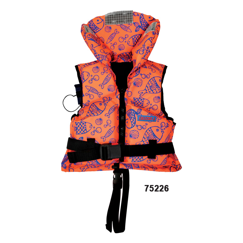 LALIZAS Lifejacket, 100N, ISO, Child, 30-40kg, Fluo Orange w/Aquatic Pattern (75226)