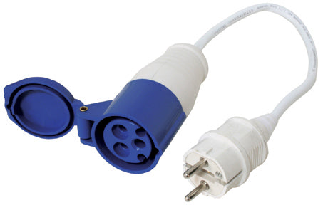Lalizas Cord Set w/ female plug 16A & Schuko Connector 16A, 220-240V, 30cm cable, blue (90398)