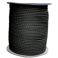 (MOQ OF 200) CABO Mooring Rope, three stranded double twisted, Diam. 12mm, black (90856)