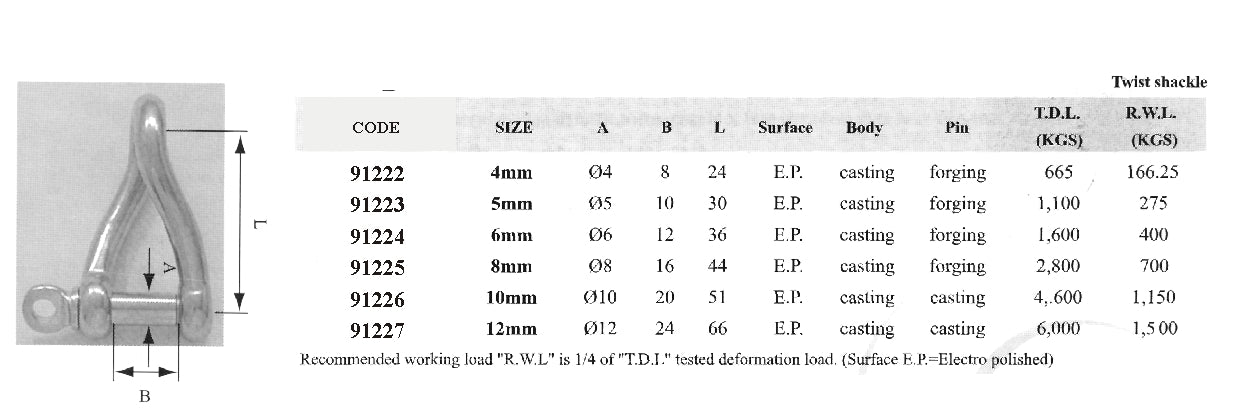 Lalizas Twist shackle, AISI 316, Diam. 6mm
