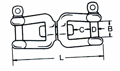 Lalizas Jaw and jaw swivel, Inox 316, 10mm
