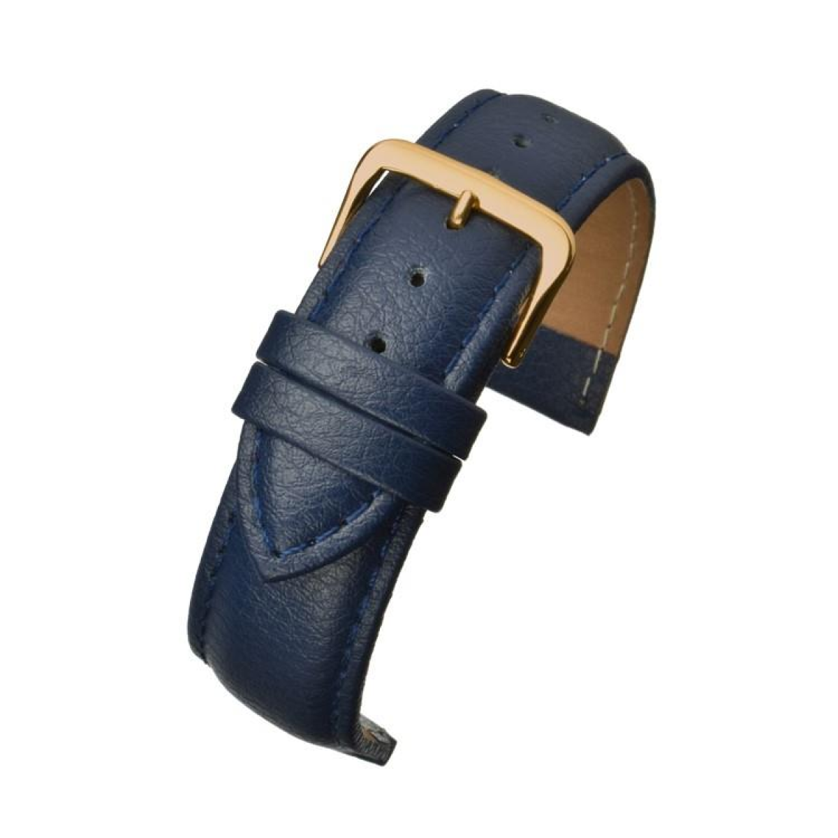 Blue Padded Buffalo Grain Leather Watch Strap 22mm