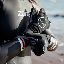 ZONE3 Neoprene Swim Gloves Black/Silver (2mm) - waterworldsports.co.uk