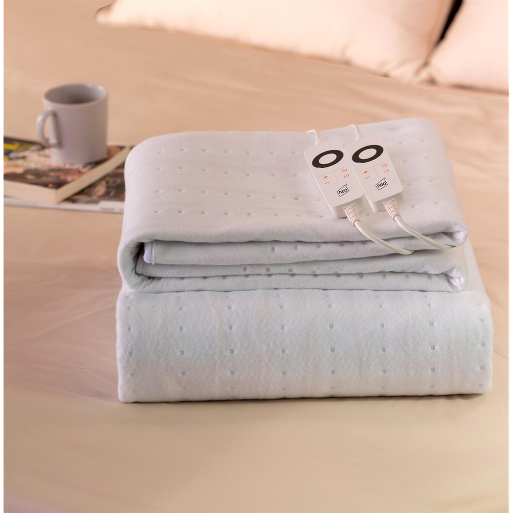 Neo Electric Heated Underblanket King - Dual Control Panel, 6 Settings, Auto Shut Off Timer