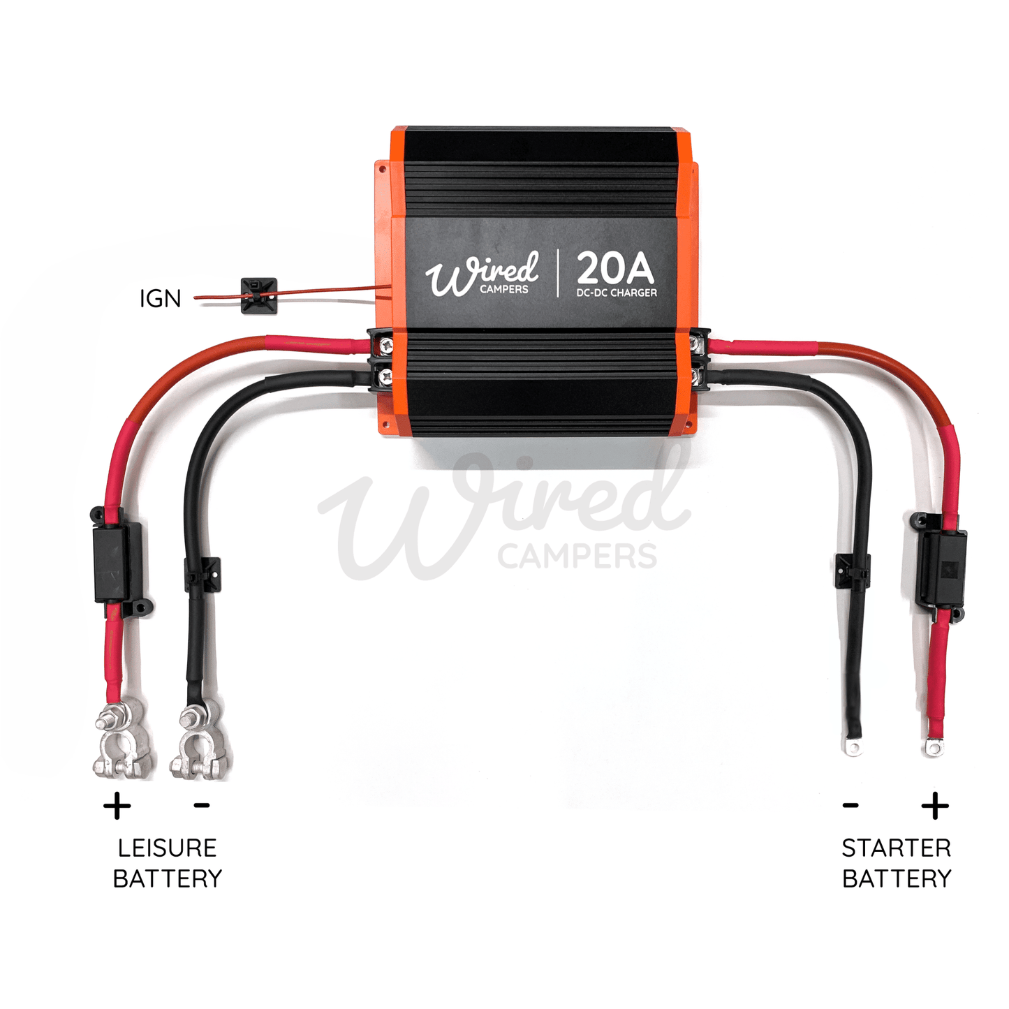Wired Campers 1M/3M/5M/10M DC-DC B2B 20A Battery To Battery Split Charge Kit - Standard & Smart Alternator