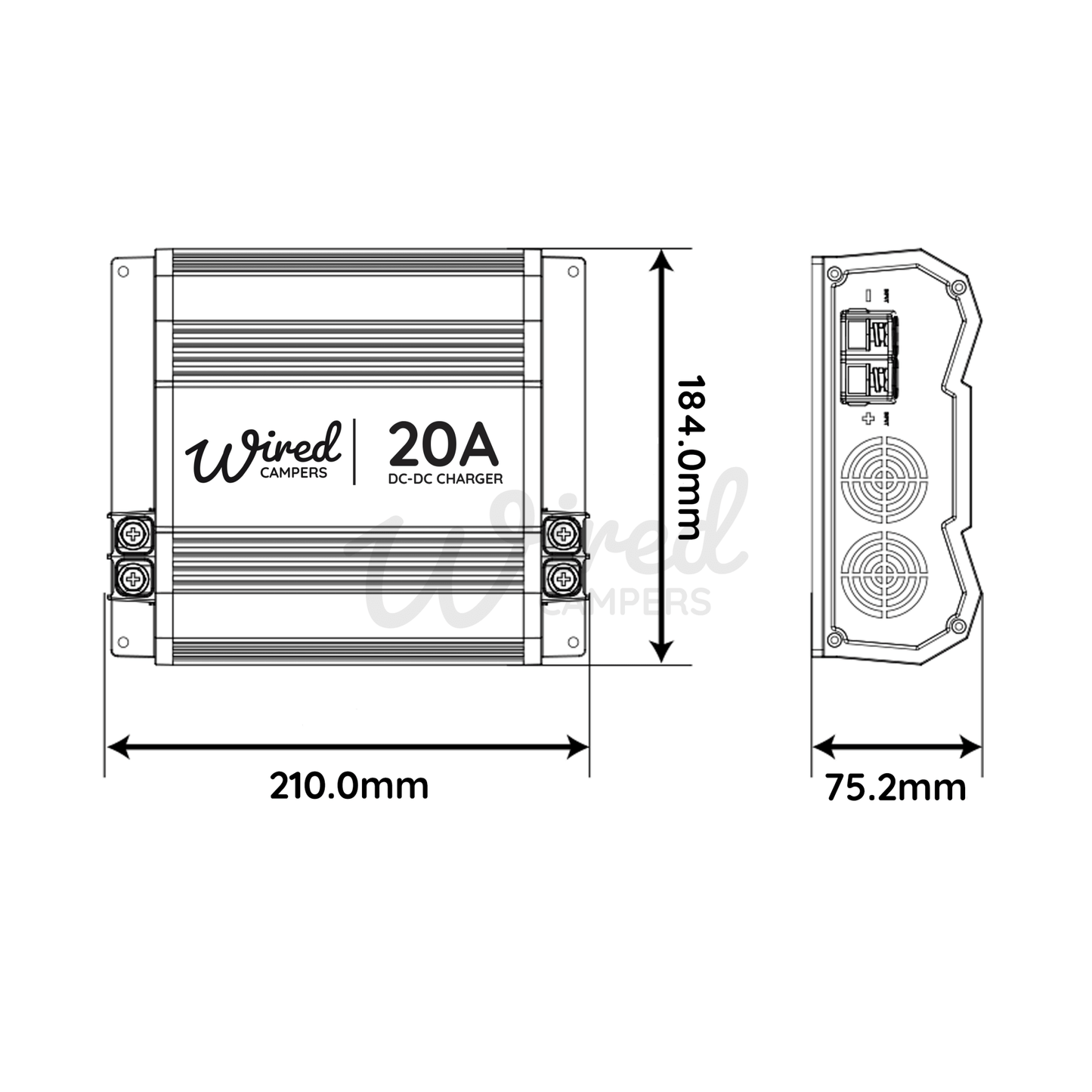 Wired Campers 1M/3M/5M/10M DC-DC B2B 20A Battery To Battery Split Charge Kit - Standard & Smart Alternator