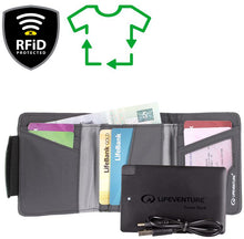 Lifeventure RFiD Charger Wallet with power bank, Recycled, Grey - waterworldsports.co.uk