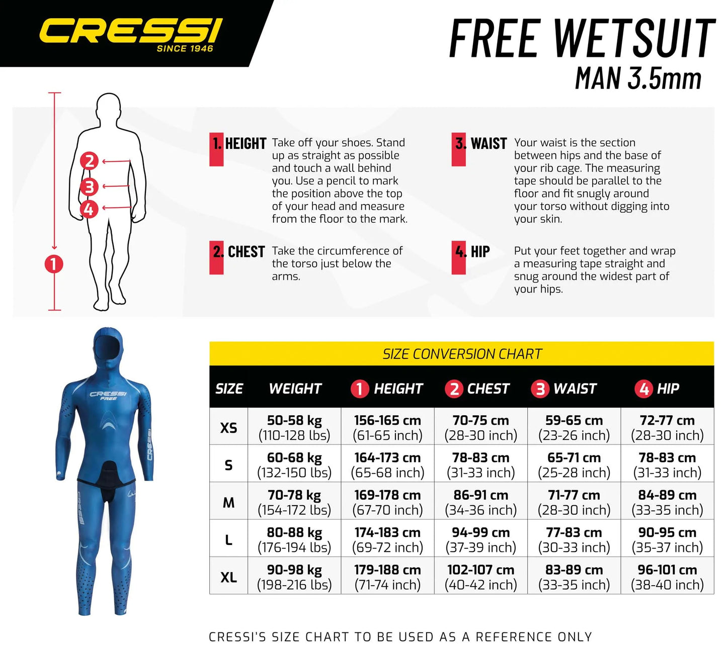 Cressi Free Man Two-Piece Freediving Wetsuit (3.5mm) - waterworldsports.co.uk