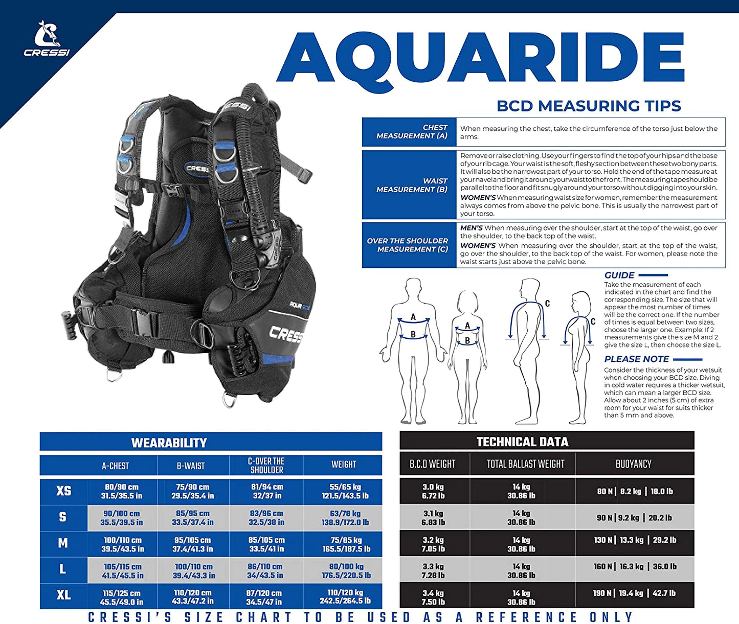 Cressi Aquaride BCD Blue - waterworldsports.co.uk