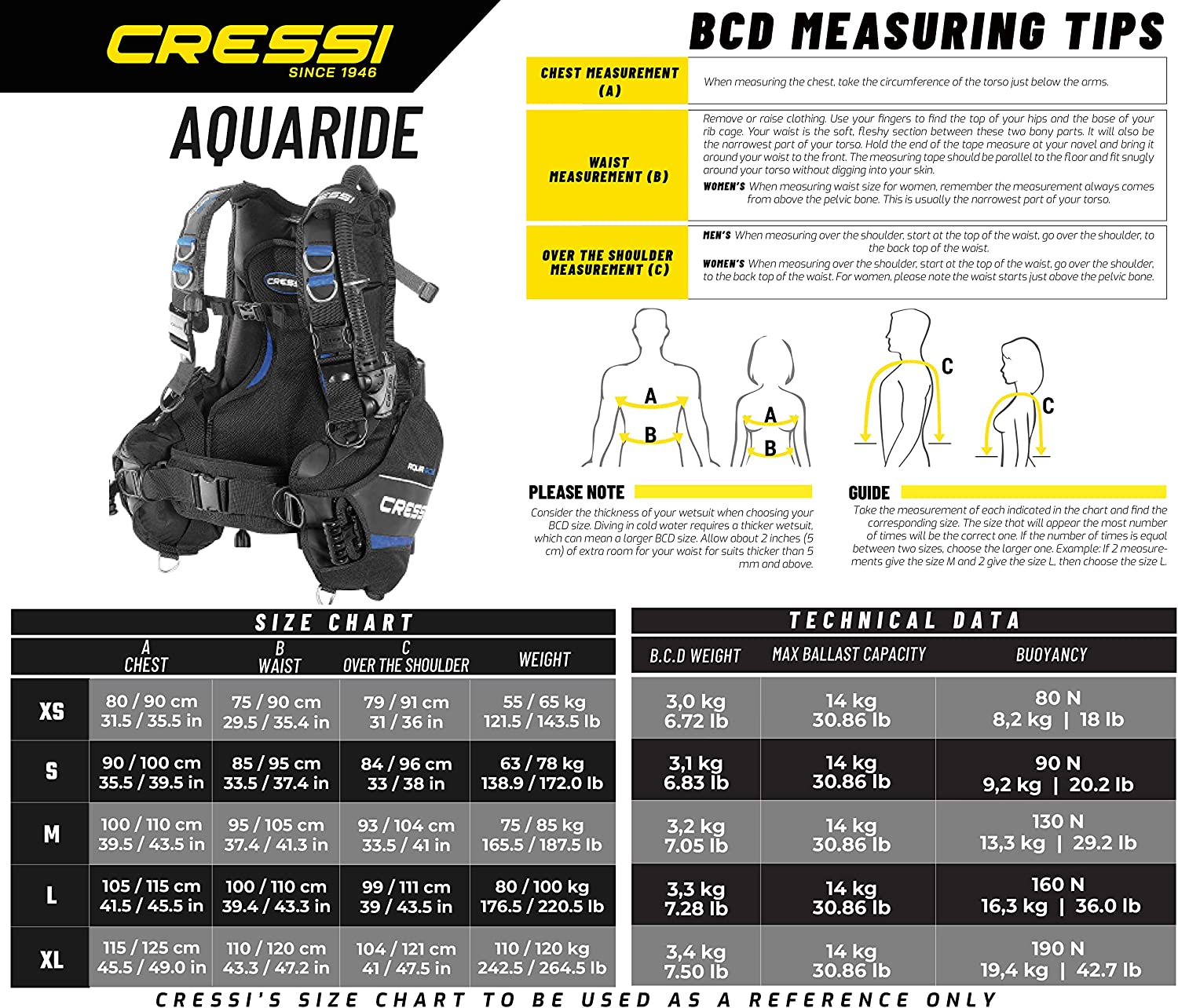Cressi Aquaride BCD Blue - waterworldsports.co.uk